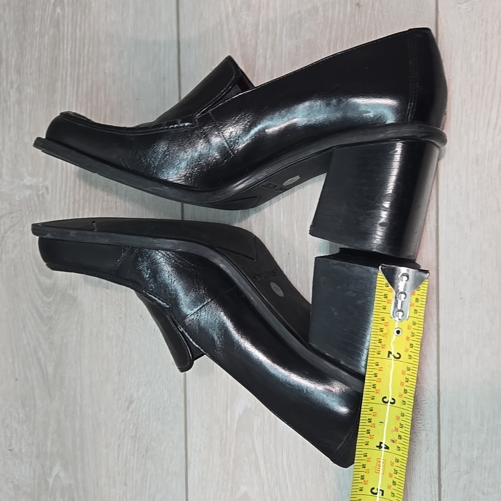 Vintage Nine West Kinetic Leather Y2k Women's Loafers Square Toe Heel Shoes 7.5M - Picture 8 of 12